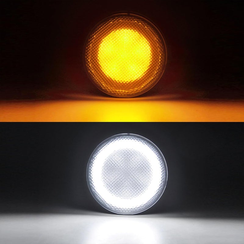 Aexploer LED Turn Signal Lights Compatible with Wrangler JK JKU 2007-2018, White Halo as Daytime Running Lights,Yellow Honycomb LED as Turn Signal 2PCS (Clear Lens) - Image 3
